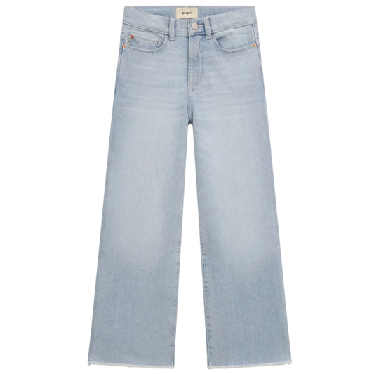 Light blue jeans on a white background