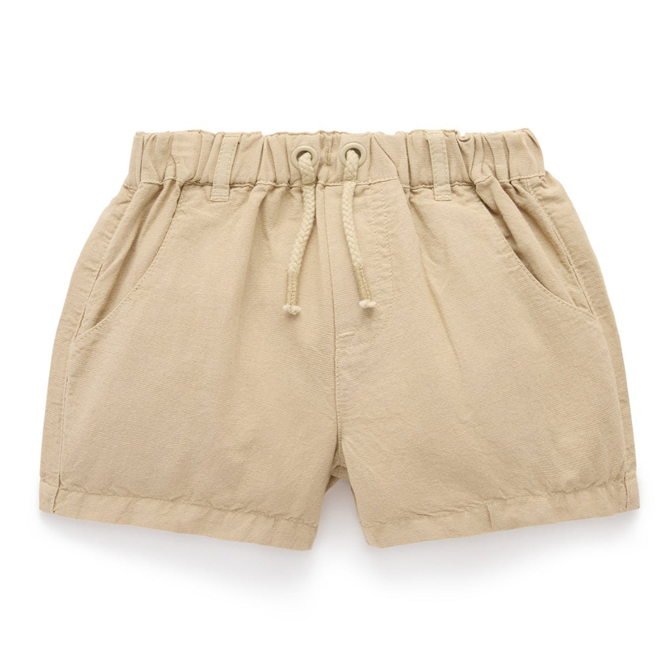 Beige linen blend shorts 