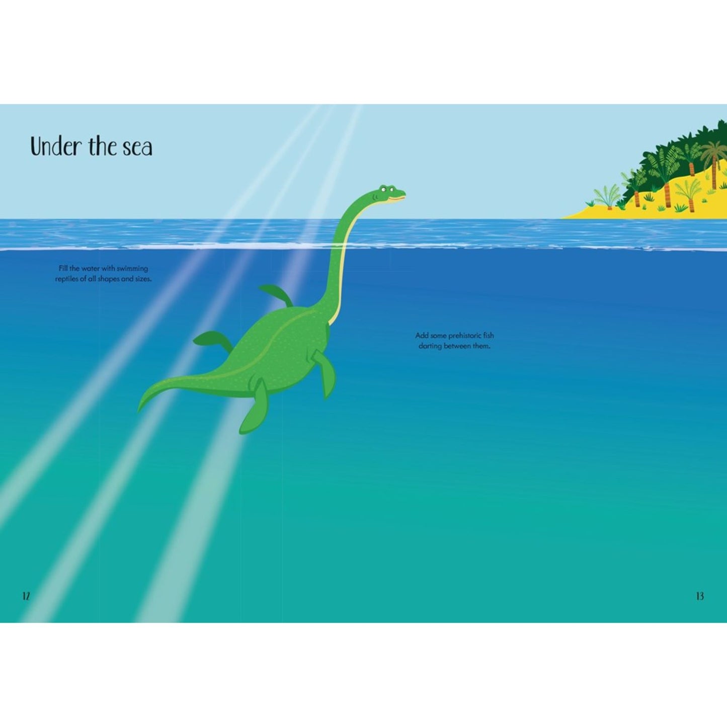Prehistoric dinosaur sticker book with creative scenes