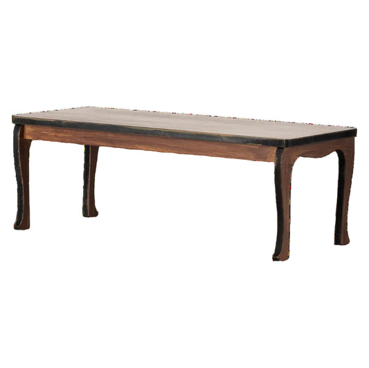 Wooden table with a dark finish on a white background