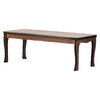 Wooden table with a dark finish on a white background
