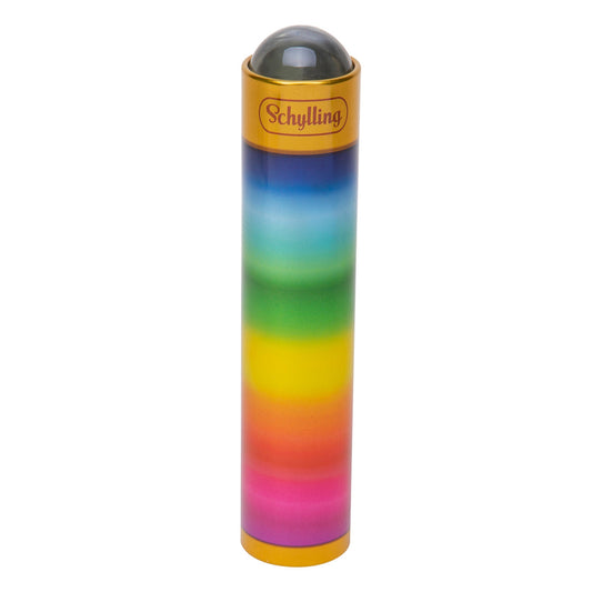 Colorful cylindrical toy with a Schylling logo on a white background