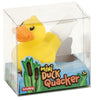 Yellow duck toy in a clear packaging box with Schylling branding.