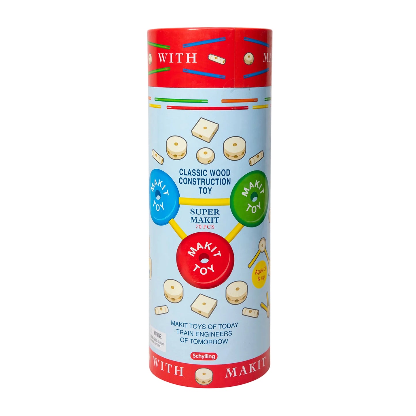 Makit toy packaging with colorful design on a white background
