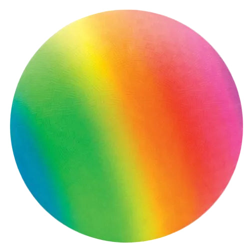 Multicolored ball with a rainbow pattern on a white background