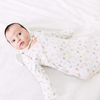 Floral baby knotted gown with pink trim on white