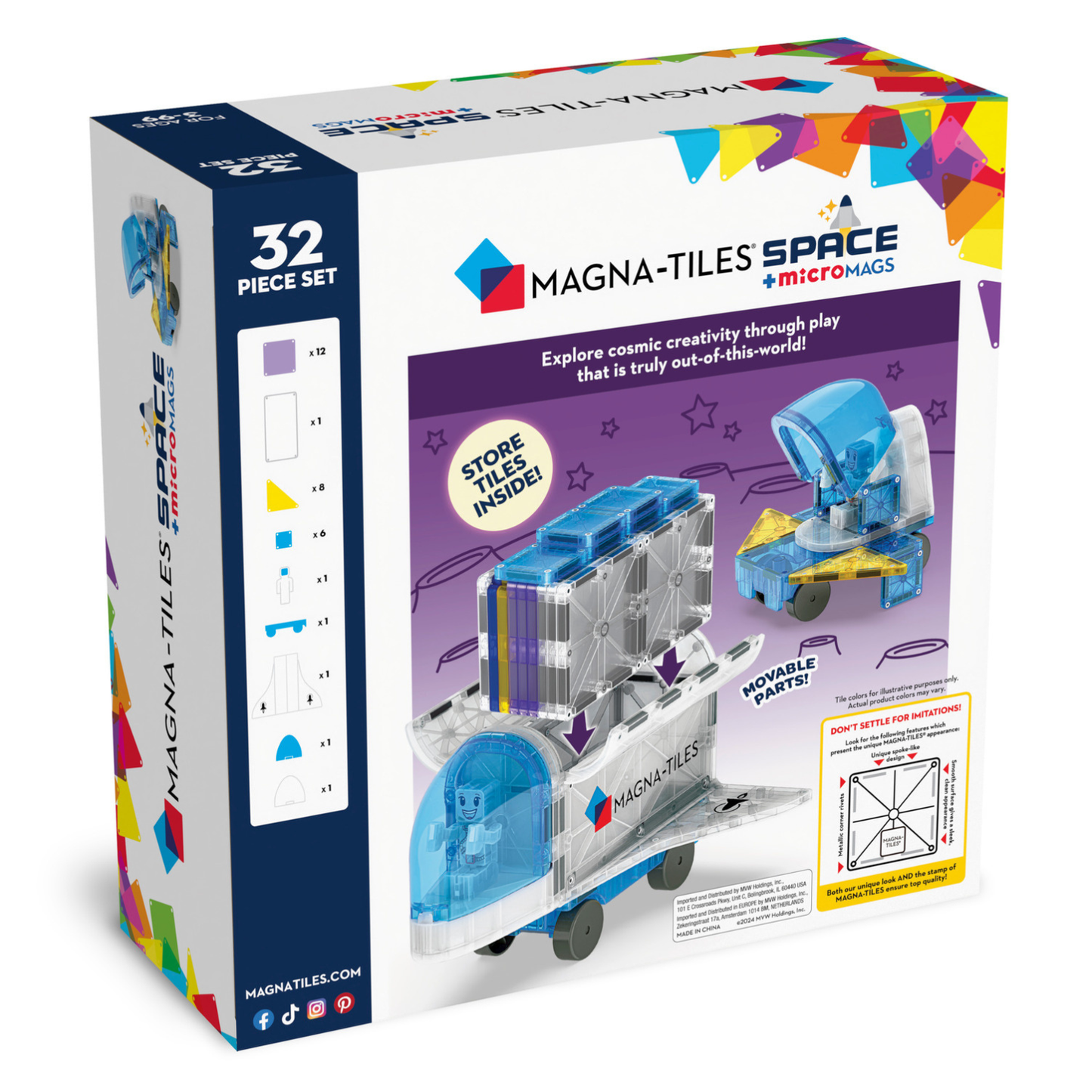 Magnetic space building set with shuttle and astronaut