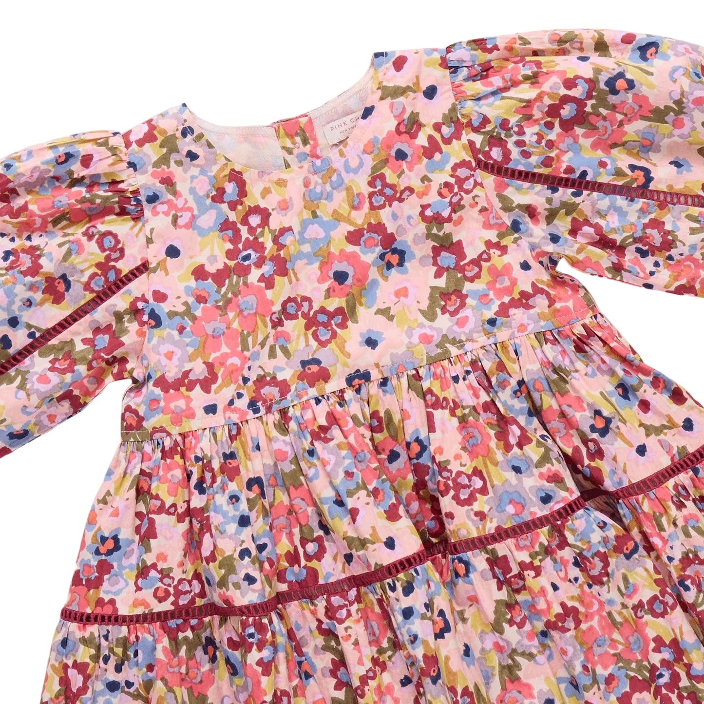 Floral dress with long sleeves on a white background