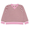 Pink and red striped sweater on a white background