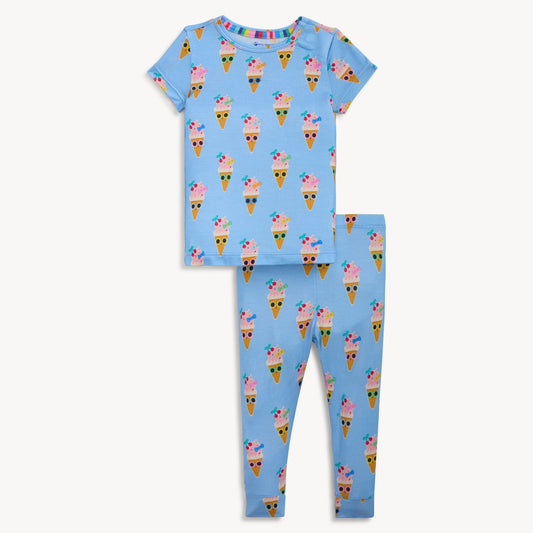 Children's pajama set with ice cream cone pattern