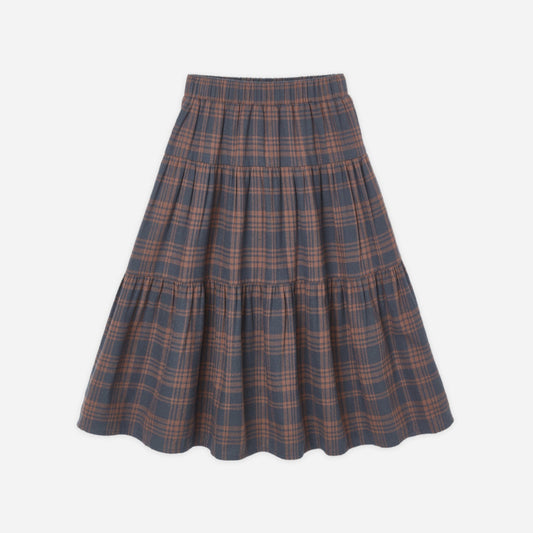 Midnight Plaid Tiered Skirt