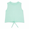 Mint green sleeveless top with a tie detail on a white background
