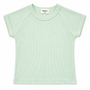 Light green ribbed t-shirt with short sleeves on a white background