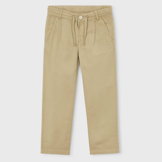 Khaki Linen boys pants with drawstring