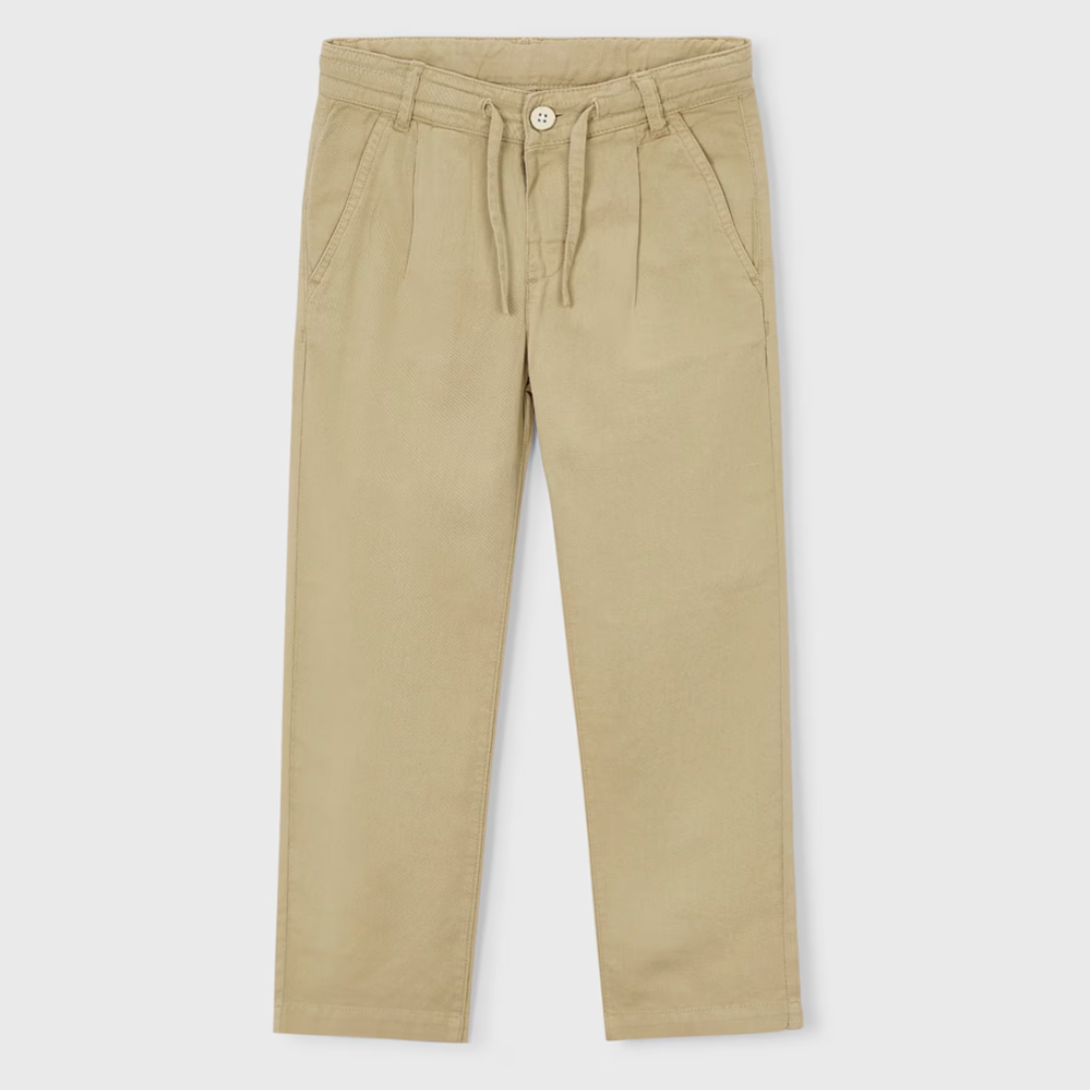 Khaki Linen boys pants with drawstring