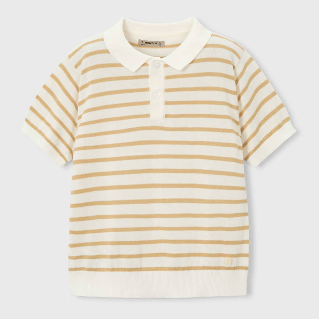 Polo Sweater with light tan stripe