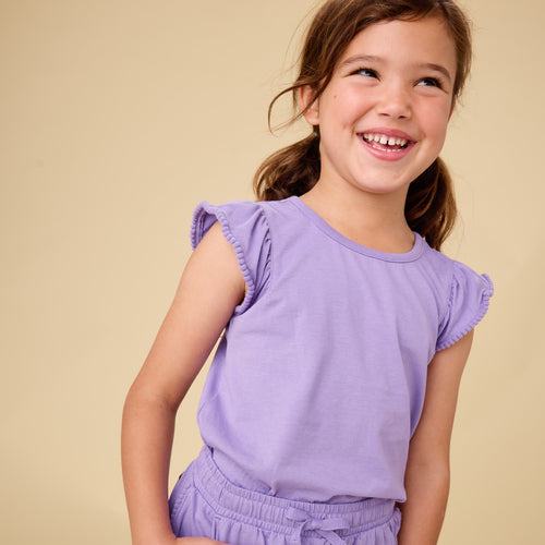 Paisley Purple Pom Flutter Tee