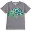 Gray t-shirt with a geometric turtle design on a white background