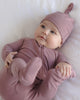 Mulberry Bamboo Zip Footie styled on baby