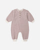 Mulberry Stripe Henley Jumpsuit flat lay - Quincy Mae organic cotton jumpsuit, mulberry stripe