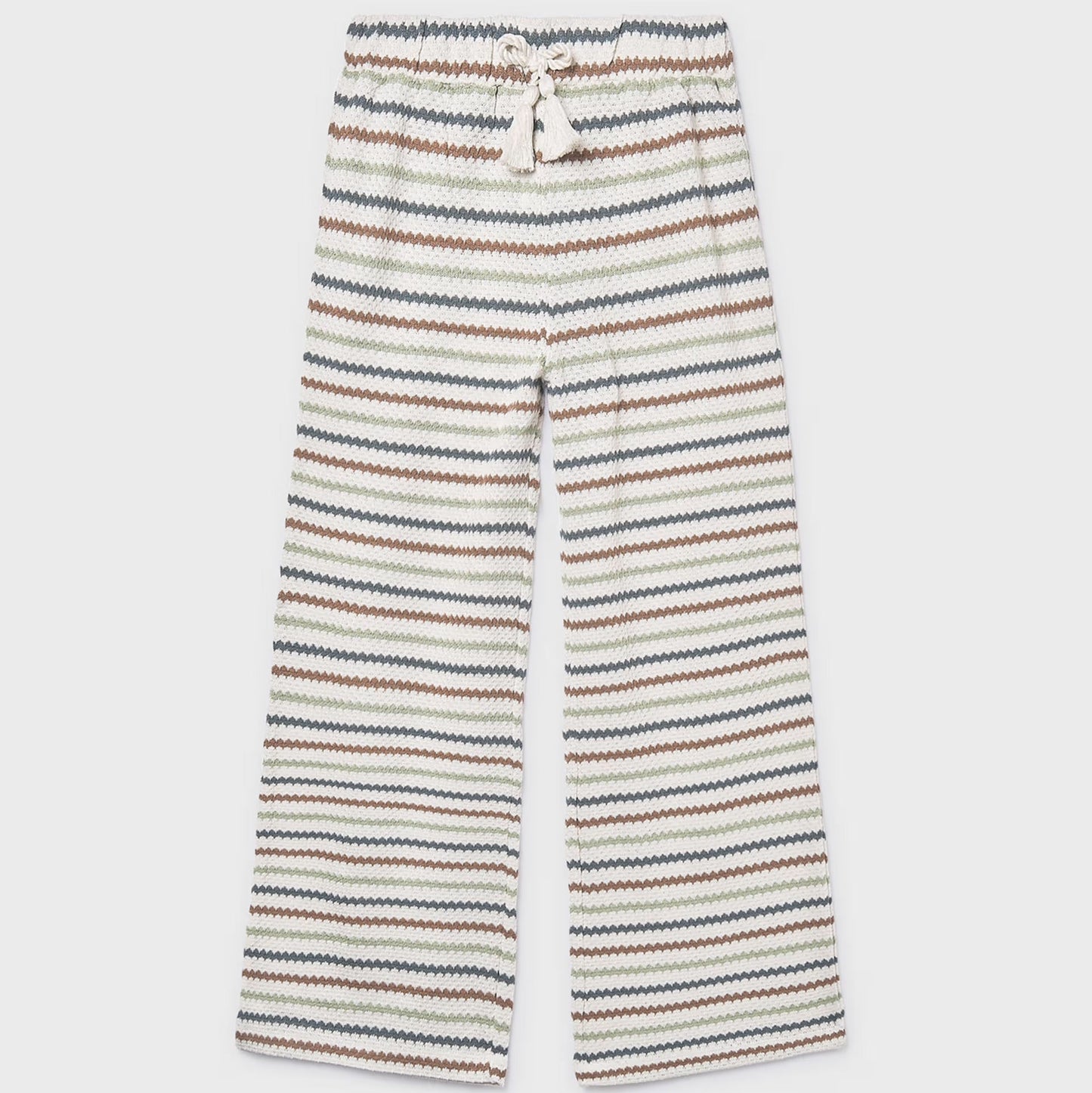 Multicolor Striped crochet pants with drawstring