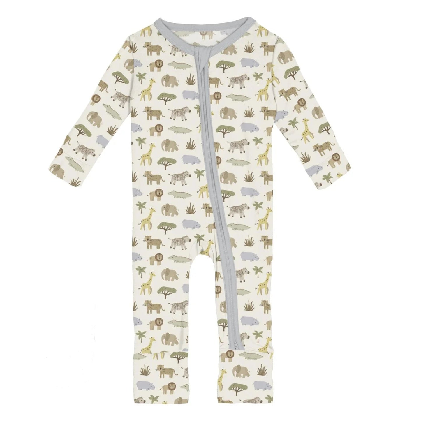 Baby romper with animal pattern on a white background