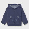 Navy zip up hoodie with hippo theme