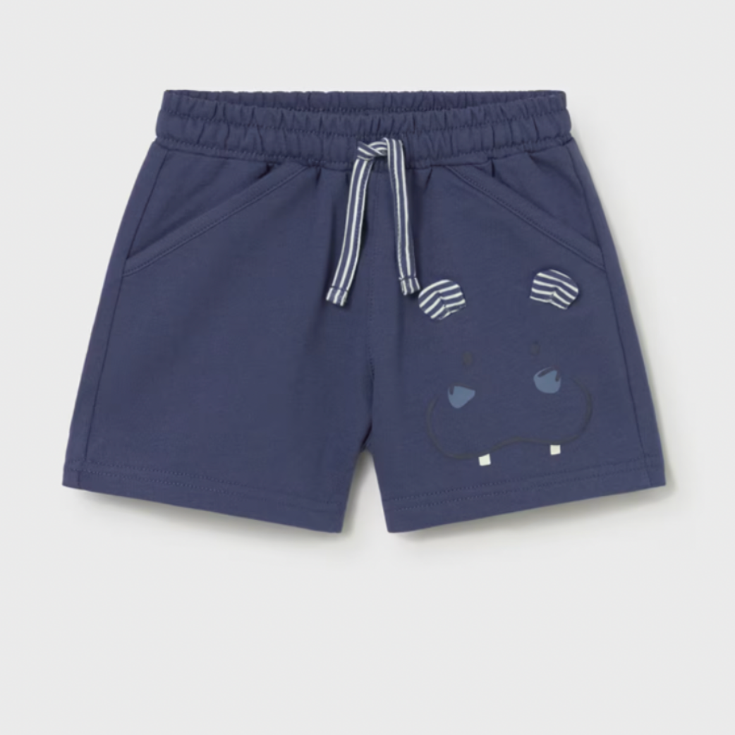 Navy blue shorts with hippo face design 