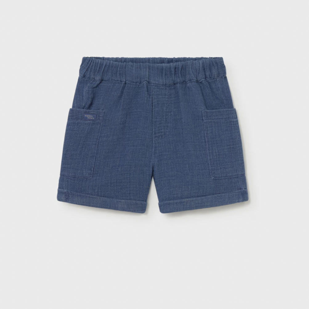 Blue shorts with elastic waistband