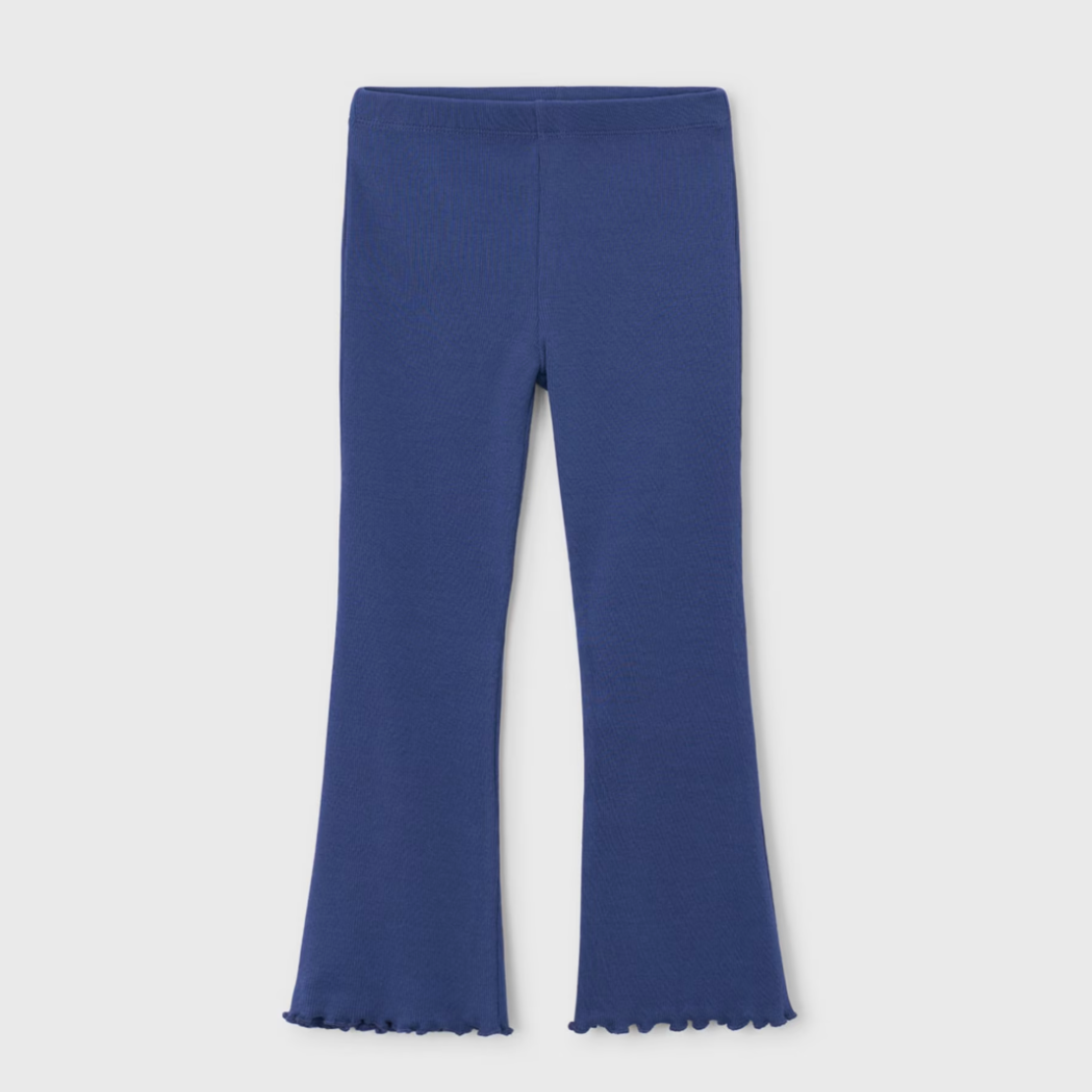 Navy leggings with a scalloped hem
