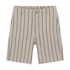 Beige shorts with blue vertical stripes on a white background