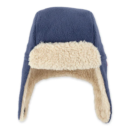 Denim Navy Furry Fleece Trapper Hat
