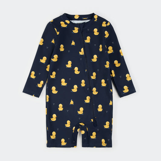 Navy blue rashguard with duck pattern