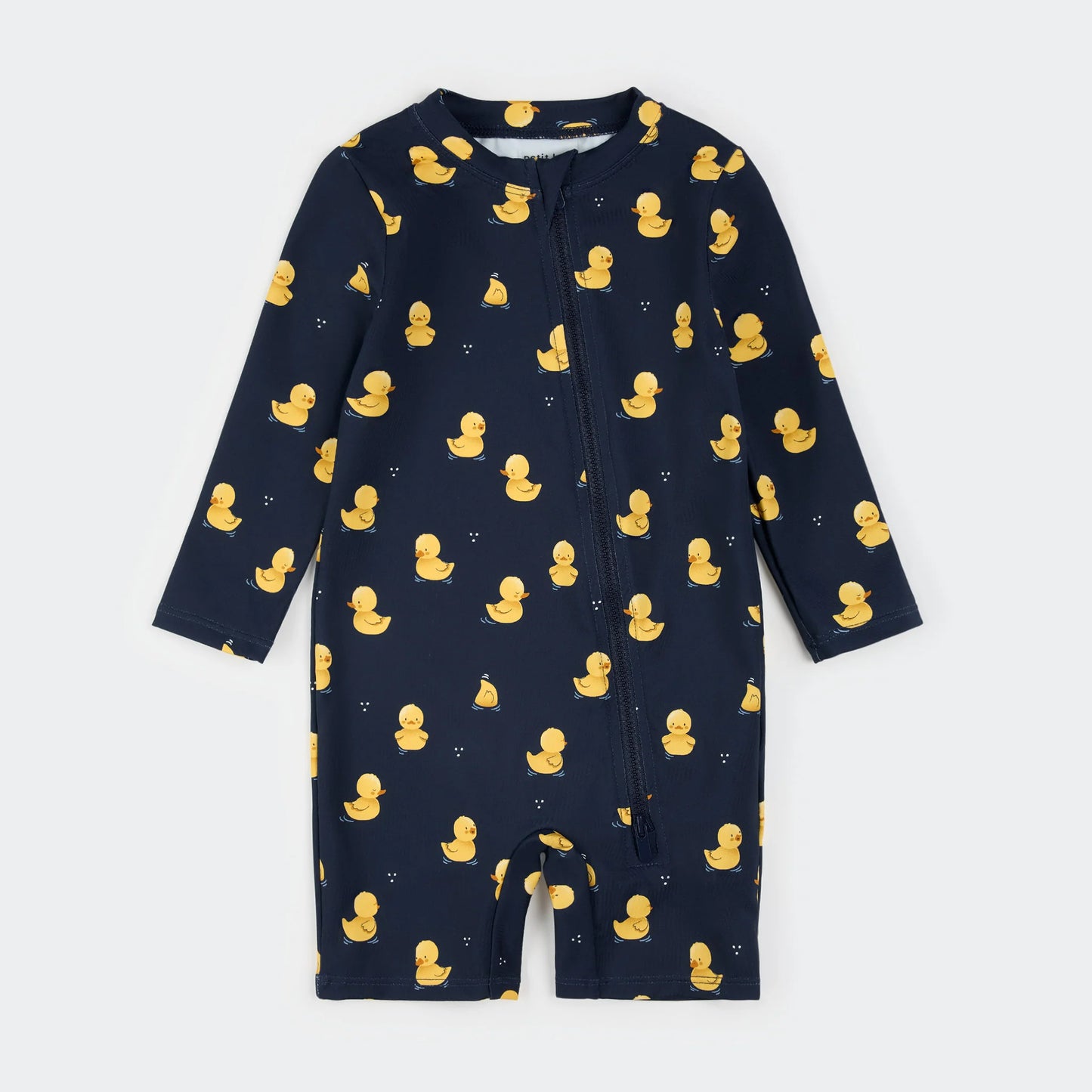 Navy blue rashguard with duck pattern