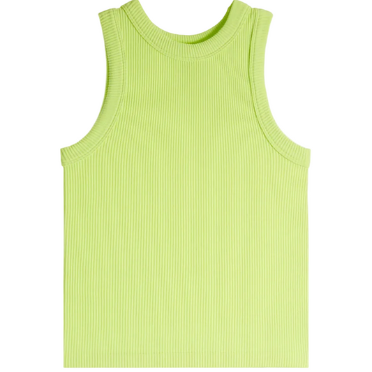 Light green ribbed tank top on a white background