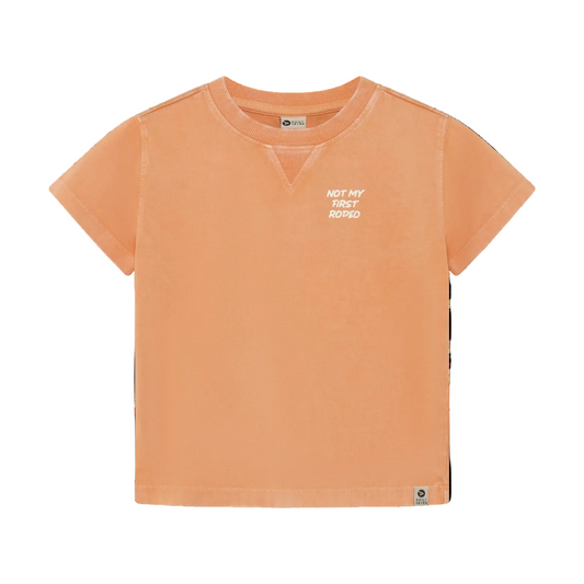 Orange t-shirt with text: Not my first rodeo