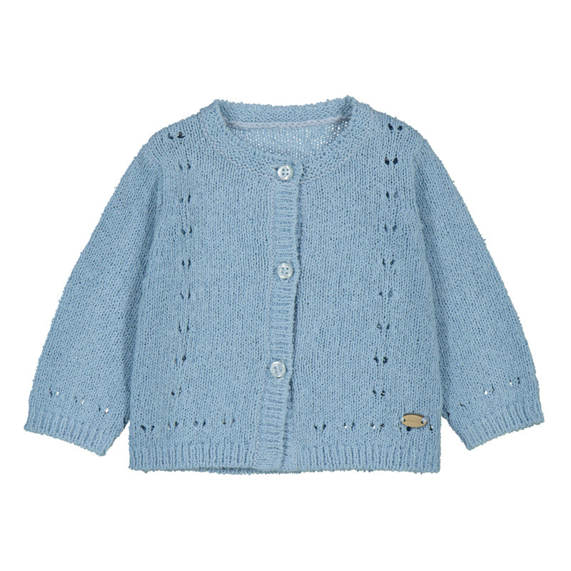 Blue knitted cardigan with button details 