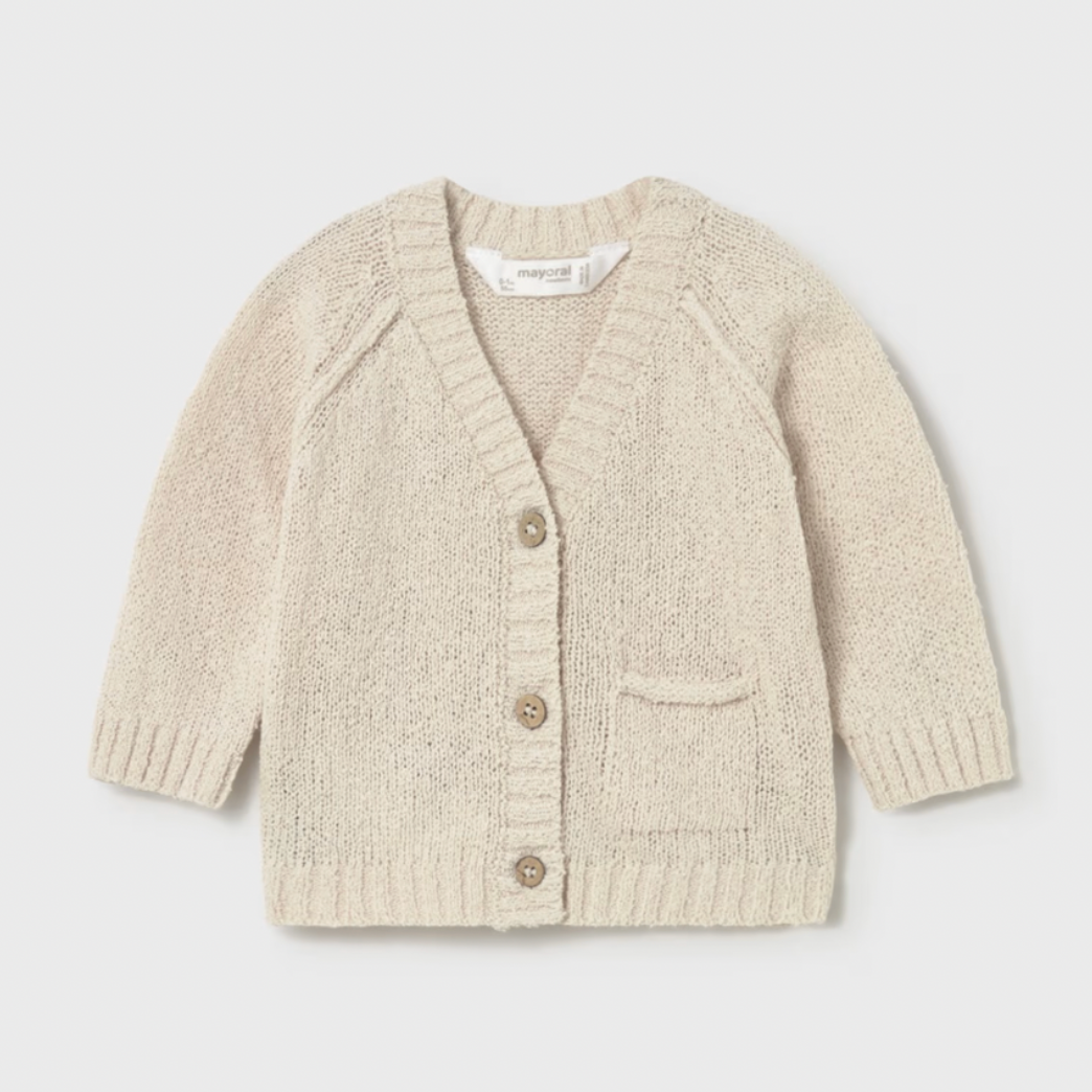 Beige nubby cardigan with 3 buttons