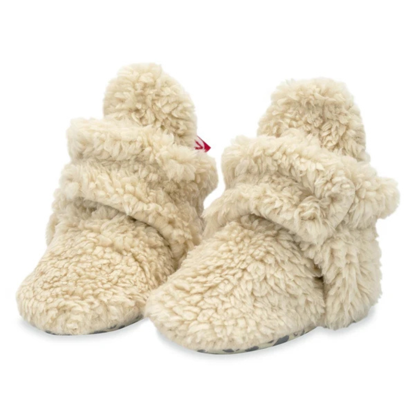 Zutano Oat Furry Gripper Baby Booties with Snaps