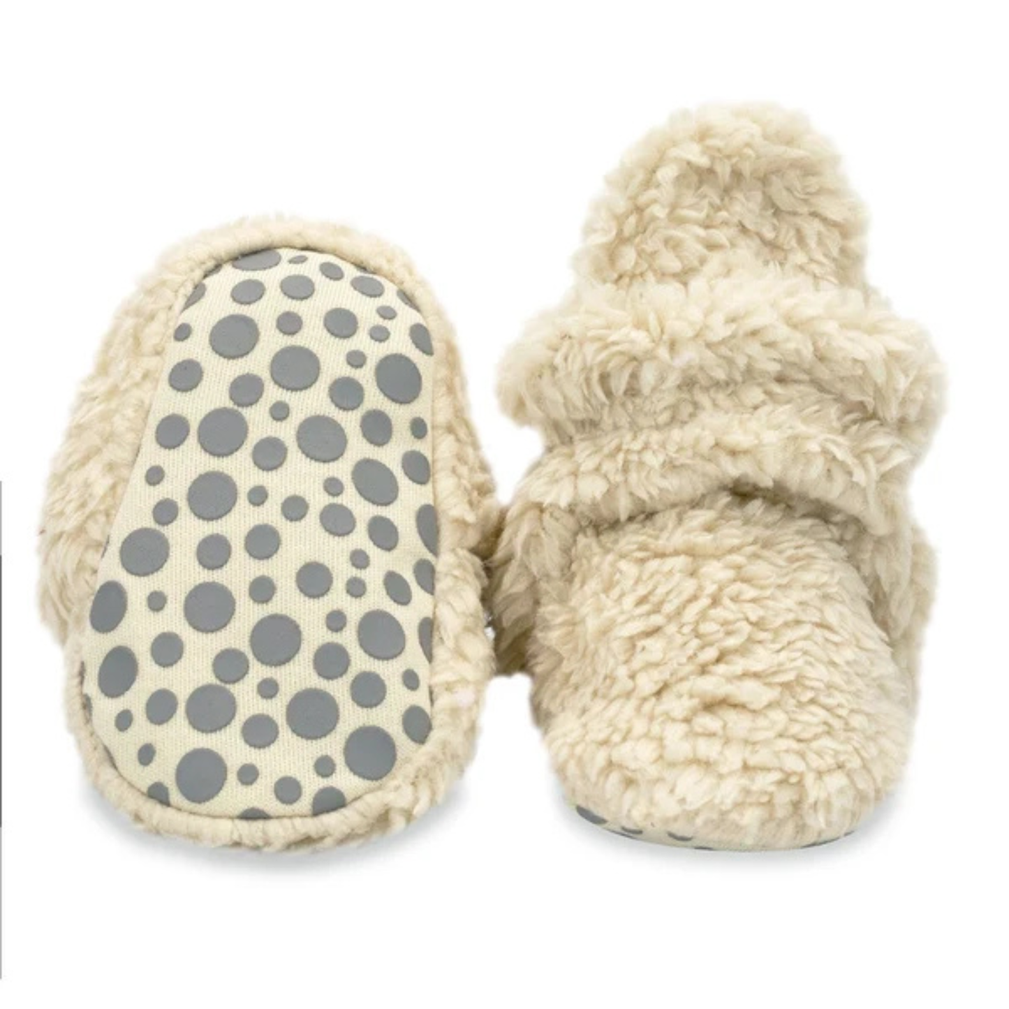 Zutano Oat Furry Gripper Baby Booties with Snaps