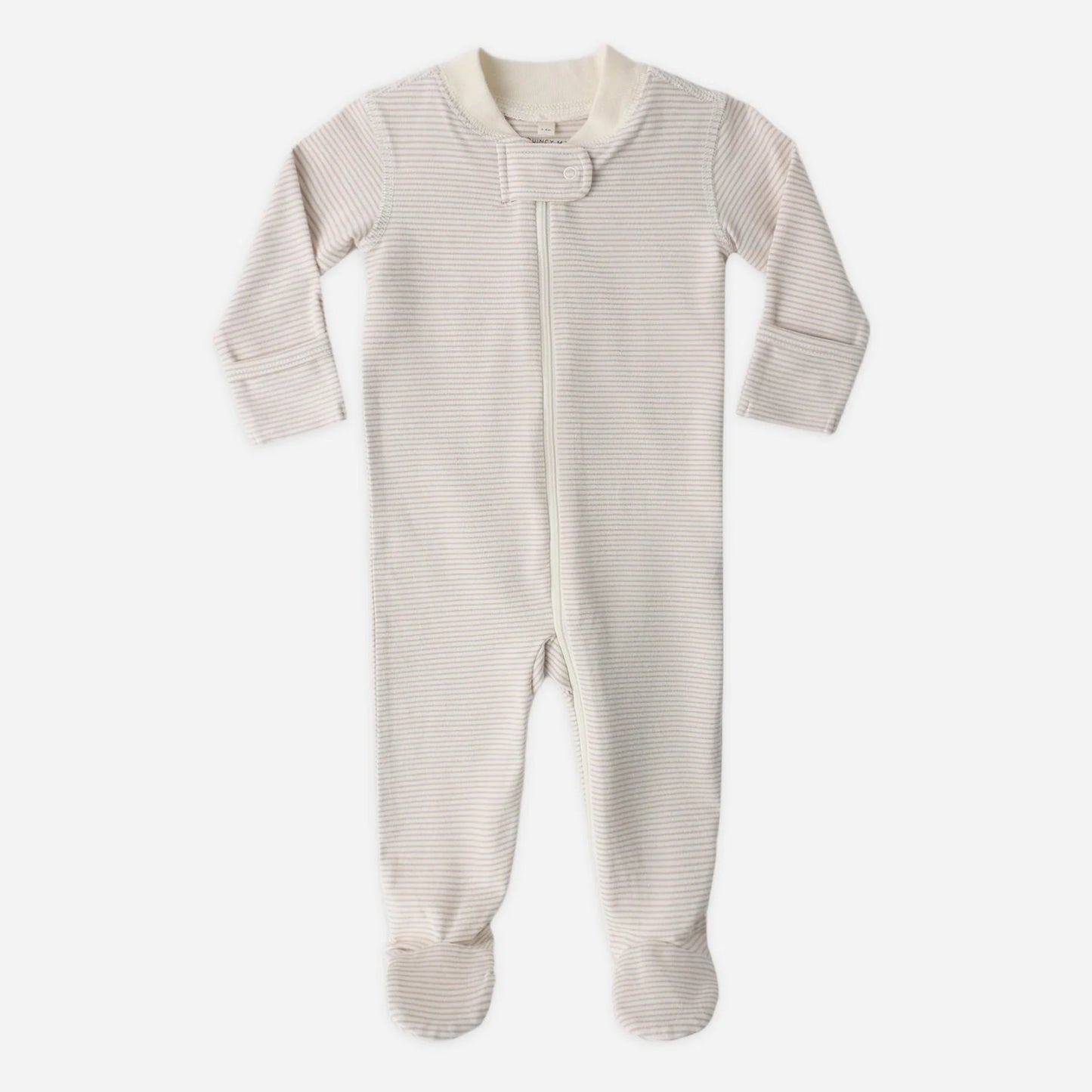 oat stripe zip long sleeve footie