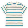 Aqua and Brown stripe tee on creamy white background