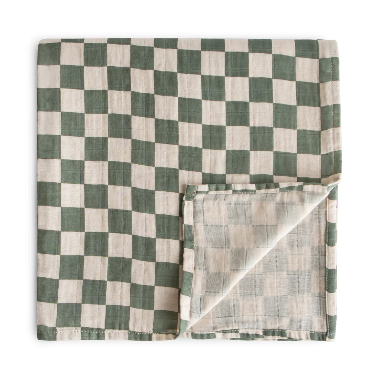 Olive Check Organic Muslin Swaddle