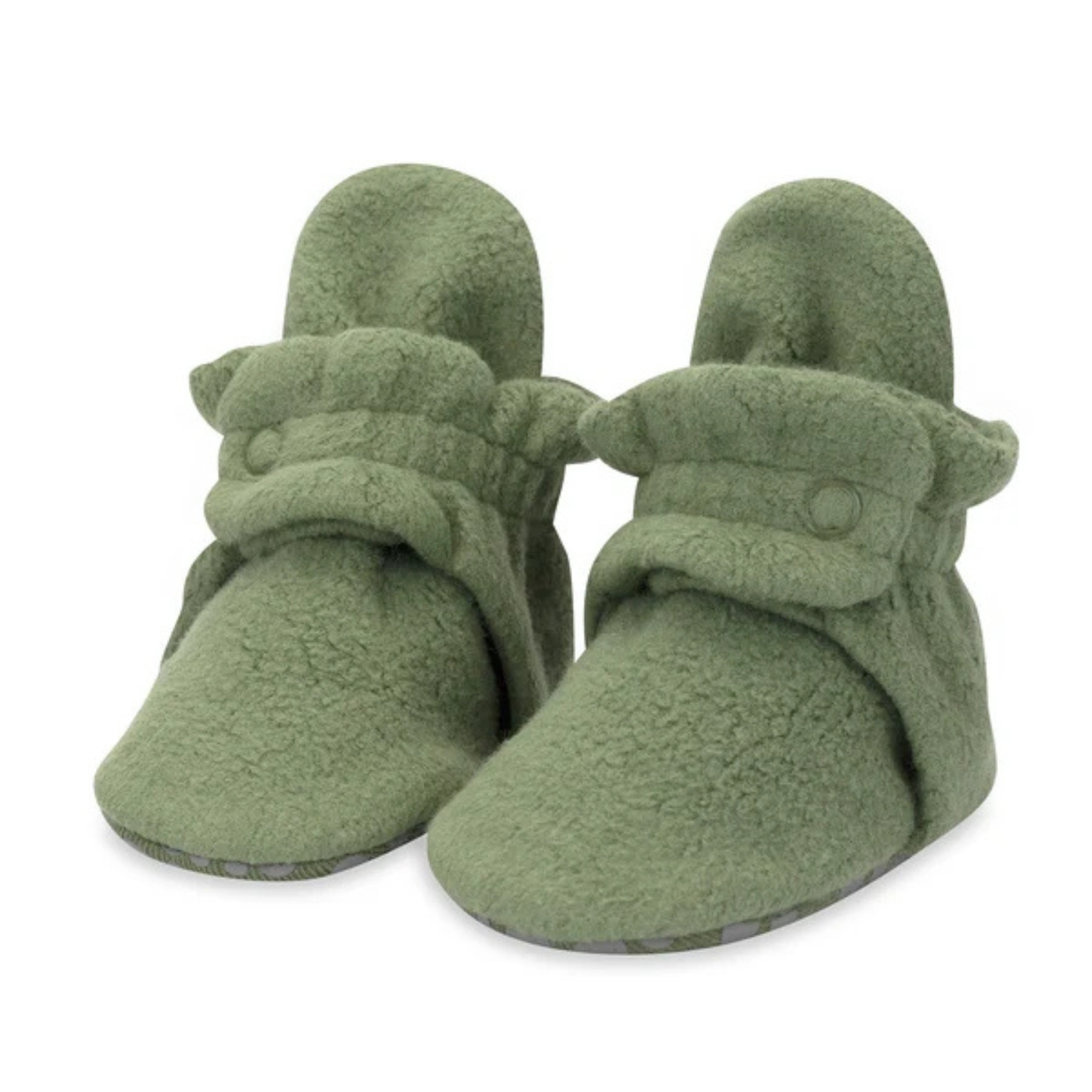 Zutano Olive Cozie Fleece Gripper Baby Booties