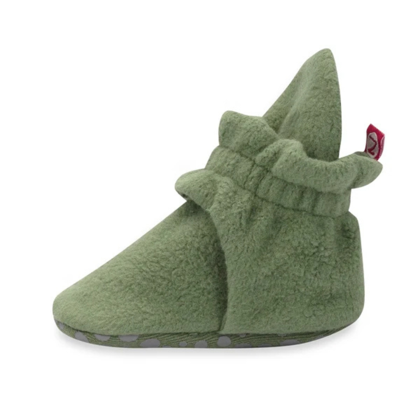 Zutano Olive Cozie Fleece Gripper Baby Booties