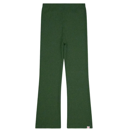 Green ribbed pants on a white background