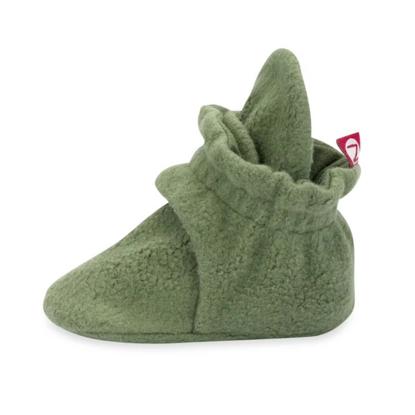 Zutano Olive Cozie Fleece Baby Booties with Snaps