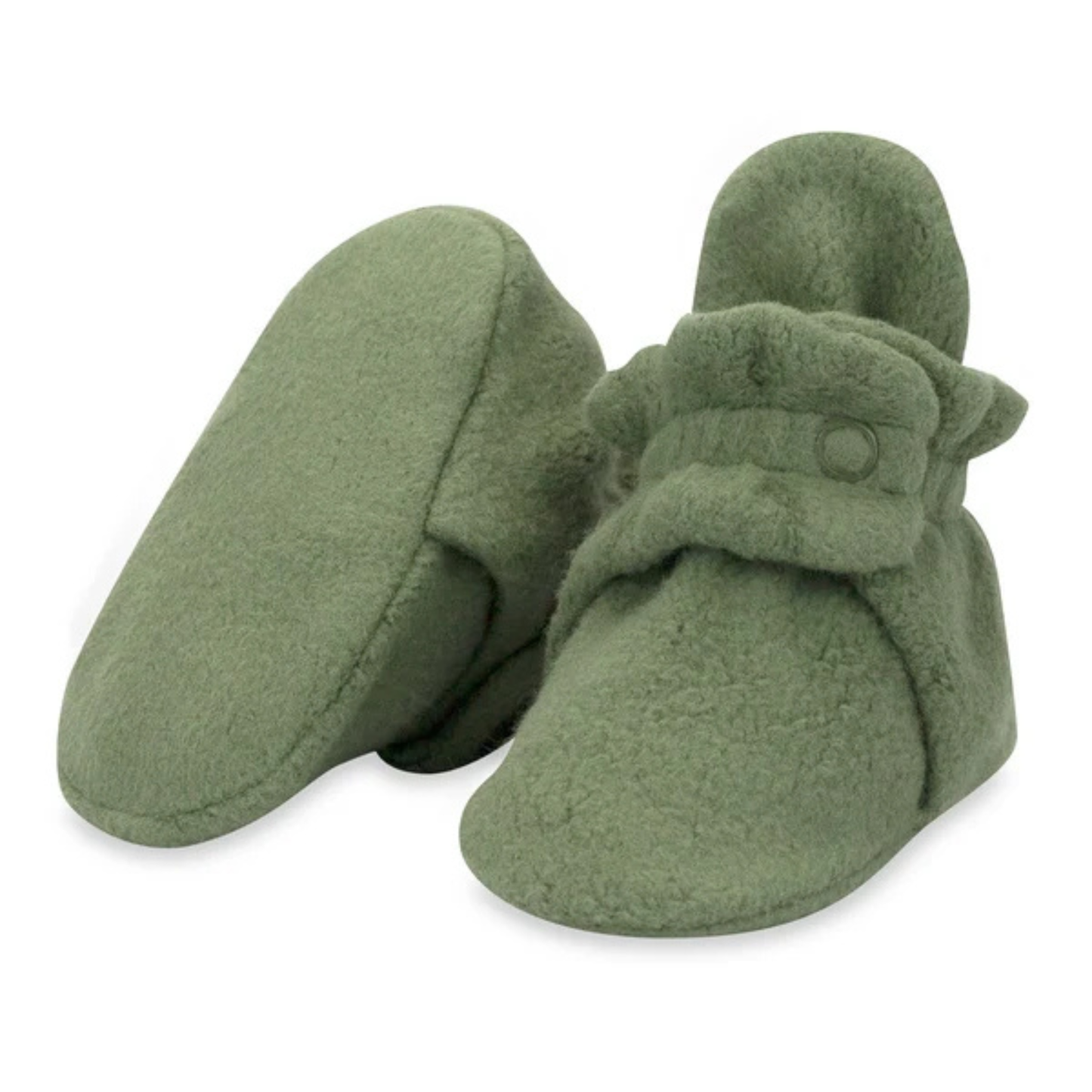 Zutano Olive Cozie Fleece Baby Booties with Snaps