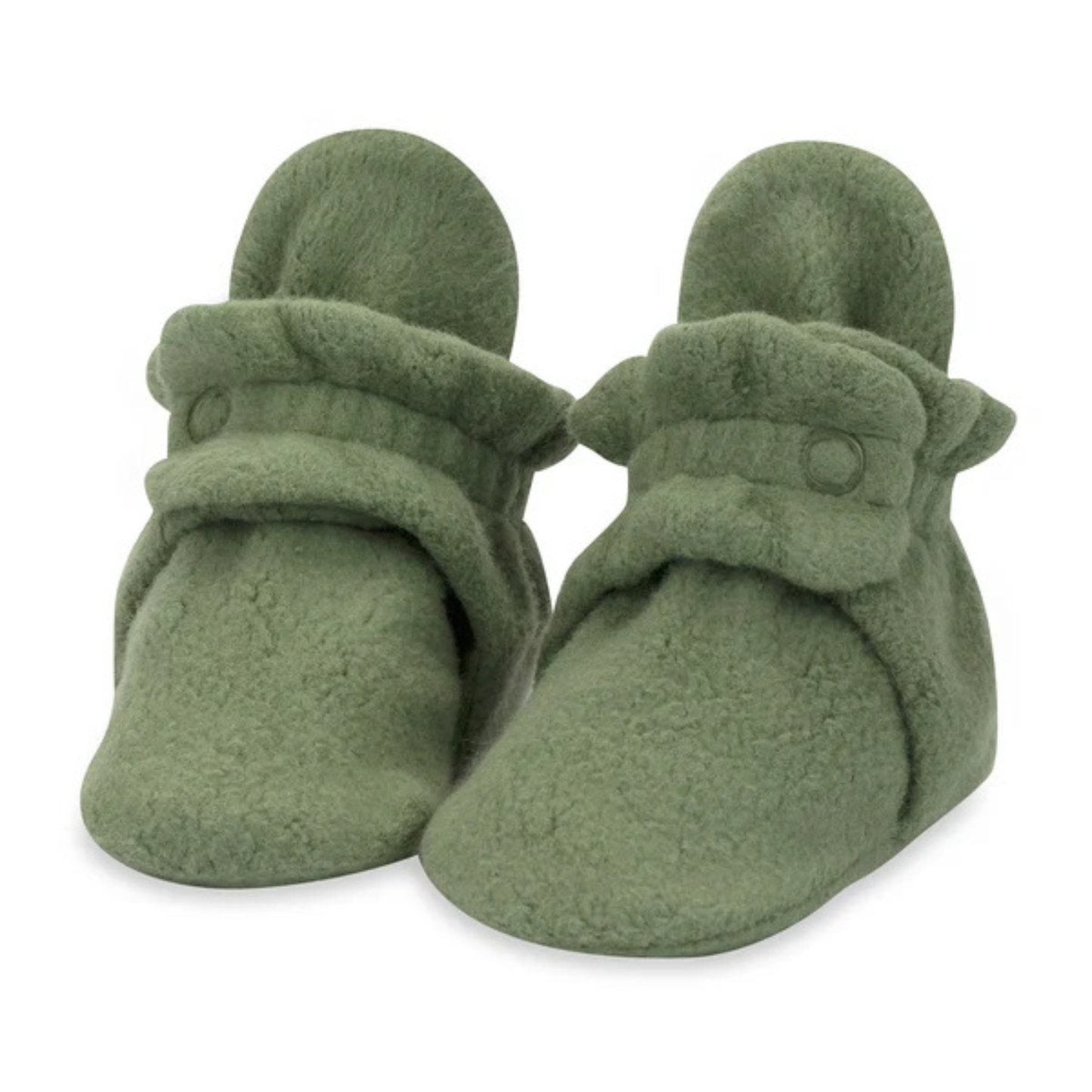 Zutano Olive Cozie Fleece Baby Booties with Snaps
