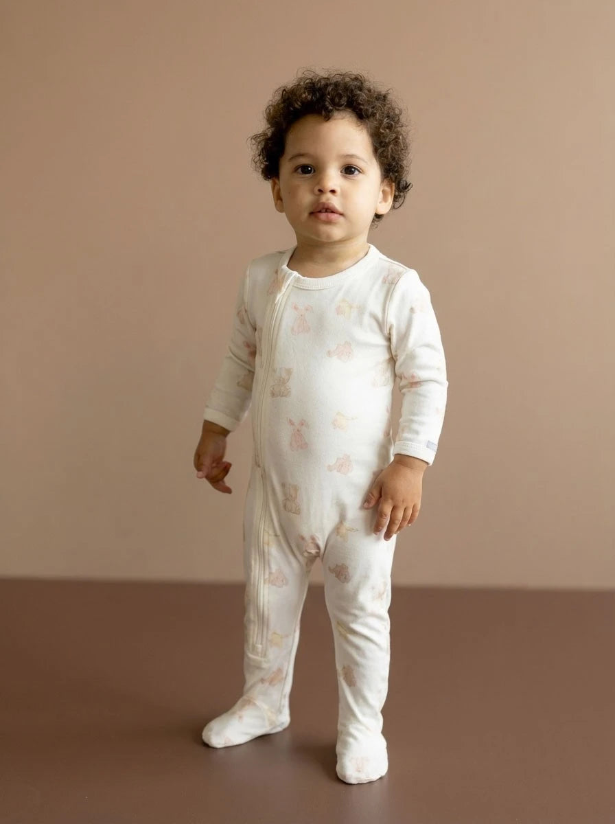 Sweet Teddy Bear Zip Footie